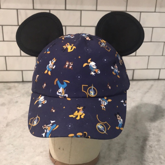 Disney Other - New Disneyland 50th Anniversary Cap Toddler Size Navy Blue Donald Duck Hat